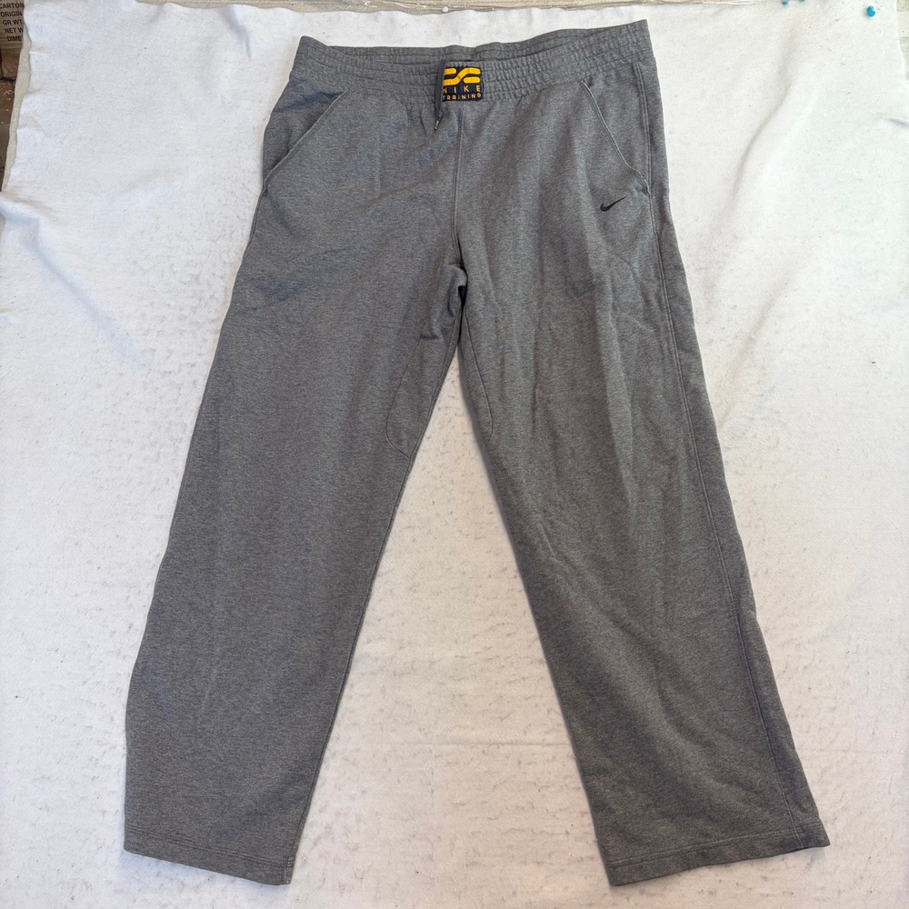 Nike Training Pants Mens Large Gray Straight Leg Elastic Waist